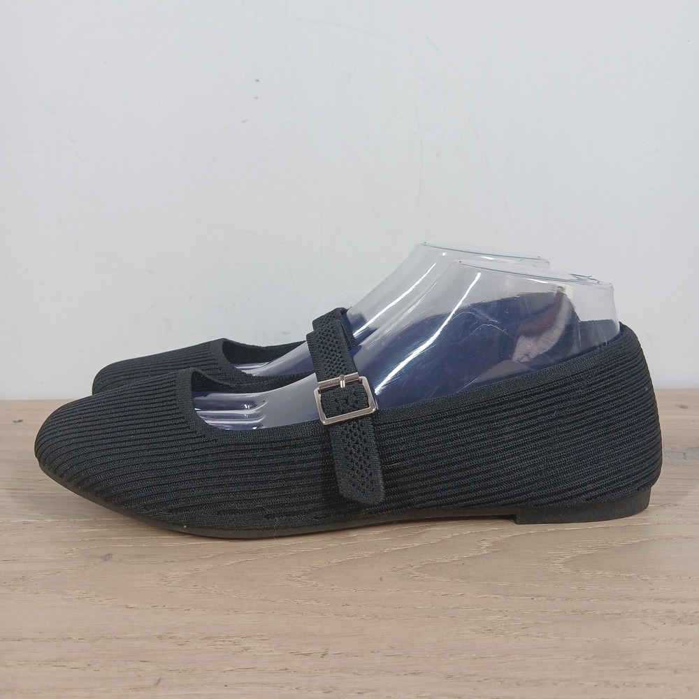 MIA Black Ribbed Mary Jane Loafers with Buckle